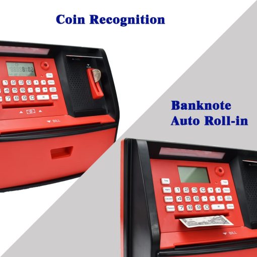 ATMBnk Alcancia Interactiva de ATM para Ninos, Juguete Seguro para Ahorrar Dinero con Proteccion de Contrasena, Reconocimiento de Monedas, Insercion de Billetes, para Ninos y Ninas de 5 a 12 anos (Azul/Plateado) - Imagen 5