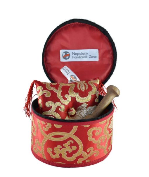 Conjunto de Cuenco Cantante con palo y cojin gratis por Nepalese Handicraft Zone (Rojo) - Imagen 6