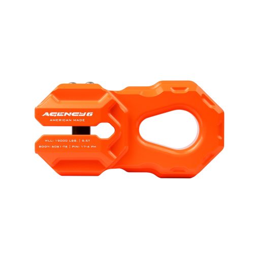 Gancho de Cabrestante Billet de Agency 6 - Accesorio de Cabrestante de Aluminio Ligero para Linea Sintetica - Limite de Carga de 19,000 Libras - Hecho en EE. UU. con Materiales Certificados por EE. UU. - Naranja - Imagen 2