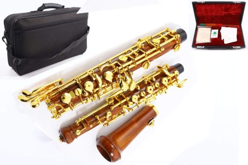 Oboe Yinfente Profesional en Do con Llave F izquierda Resonancia semi-automatica de Madera de Palisandro Estuche de Oboe + Piezas de Oboe (Palisandro)