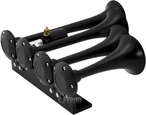 Kit de Claxon de Tren Vixen Horns para Camiones/Autos/Semirremolques. Sistema Completo a Bordo - Compresor de Aire de 200 psi, Tanque de 2.5 Galones, 4 Trompetas. Super Fuerte dB. Compatible con Vehiculos como Pickups/Jeeps/RVs/SUVs 12v VXO8325/4124B - Imagen 3