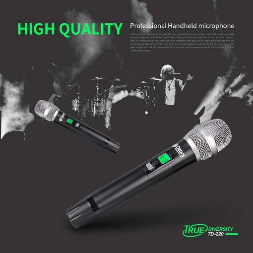 Sistema de Microfonos Inalambricos Profesionales Debra Audio Modelo TD-220 con Verdadera Diversidad UHF de 2 Canales y 2 Microfonos Inalambricos de Mano (TD-220) - Imagen 7