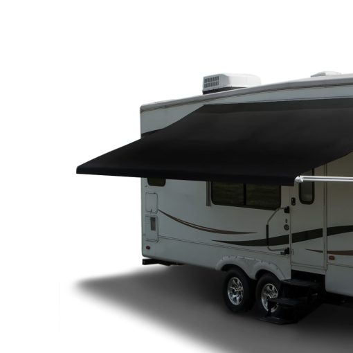Recambio para tela de toldo de RV RecPro | Ajuste universal | Tamanos de 8 a 22 pies | Vinilo sellado por calor (18' - Ancho real 17' 1", Negro solido)