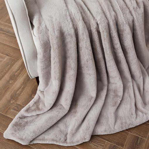Manta de Piel sintetica de Doble Cara, Suave y Extra Grande Lavable a Maquina, Gris Mink Chinchilla Fox Sombra (Gris Neutro, X-Largo) - Imagen 2