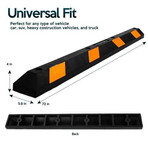 Topes de Estacionamiento de Goma Pesados ??Grandes de Zone Tech - 72” Calidad Premium Tope de Rueda de Coche de Garaje Profesional con Cinta Reflectante Amarilla para Coche, Camion, Remolque y RV - Imagen 3