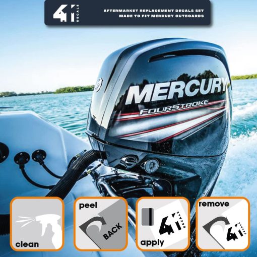 Set de Calcomanias de Repuesto Postventa para Mercury 50 Cuatro Tiempos Efi (2002-2004) Juego de Calcomanias (Stickers) - Imagen 3