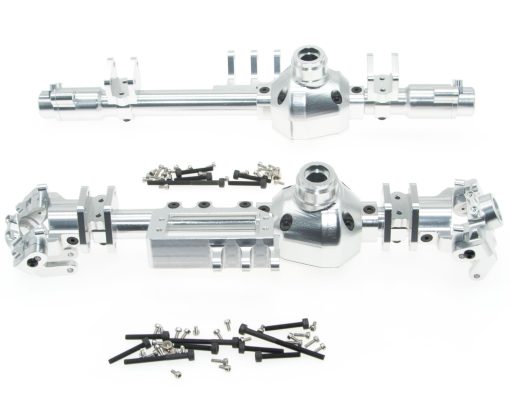 Caja del Eje para Axial RBX10 Ryft 1/10 Rc Crawler Modelo de Coche Carcasa de Eje Delantero y Trasero de Aleacion de Aluminio Accesorio de Metal Upgrade 2Pcs (Plata)