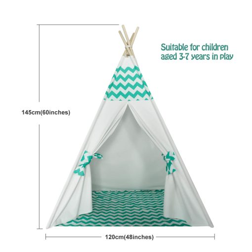 Tienda de campana para ninos Teepee para juegos en interiores | Tienda de campana Teepee para ninos y ninas | Tienda de campana para ninos pequenos | Tienda de campana para ninos en interiores Cumpleanos (Teepee de rombos verdes) - Imagen 6