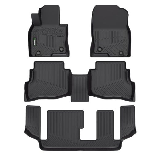 Tapetes para Piso Personalizados para Mazda CX-9 (Solo para 7 Pasajeros) 2016-2023 Tapetes Impermeables para Automoviles Todo Clima Guarda Tapetes de Piso Delanteros y Traseros y de la 3ra Fila Juego Completo Accesorios para CX9 Negro