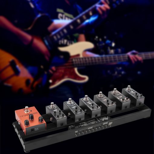 Pedalera de Guitarra AKLOT con Fuente de Alimentacion Incorporada Pedalera de Efectos para Guitarras Aleacion de Aluminio 19" x 5" con Bolsa, Cable de Pedal, Velcro - Imagen 7