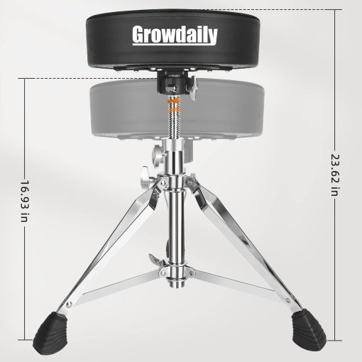 GrowDaily Asiento de tambor ajustable, taburete de tambor universal engrosado con espuma acolchada gruesa, taburete de baterista con 2Pacs 5A Baquetas - Imagen 6