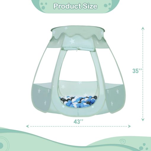 Tienda de Juego con Pelotas Wilhunter para Ninos con 50 Pelotas, Carpa de Juego Emergente para Ninas, Regalos de Princesa para Ninos Juegos Infantiles de Interior y Exterior (Celadon: Gris/Blanco/Azul Bebe, 109x90cm/50 Pelotas) - Imagen 7
