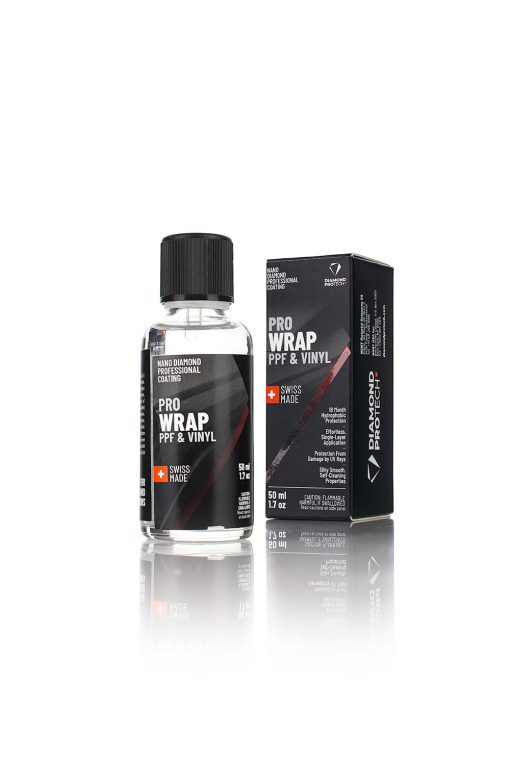 DIAMOND PRO TECH - Diamond Wrap PPF - Proteccion Hidrofobica para Pelicula Protectora y Vinilo; Revestimiento Ultra Deslizante de Nanodiamante; 18 Meses de Proteccion; Propiedades Autolimpiantes (50 mililitros)