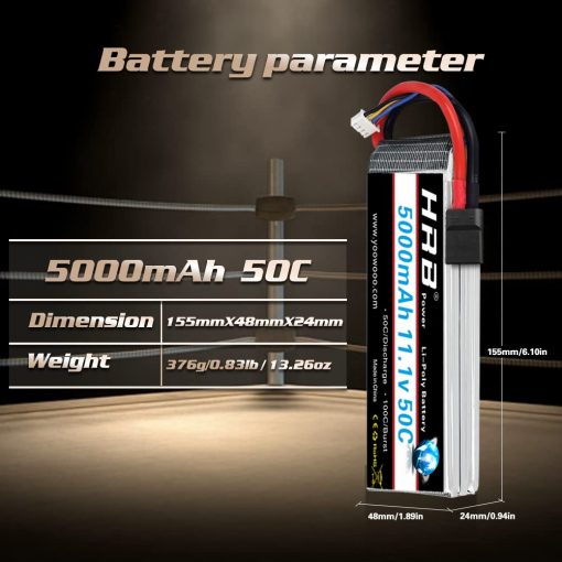HRB 2PCS 3S 5000mAh Bateria Lipo 11.1V 50C 100C con Conector TR Compatible con RC Helicoptero Avion Cuadricoptero Coche Camion Barco - Imagen 5