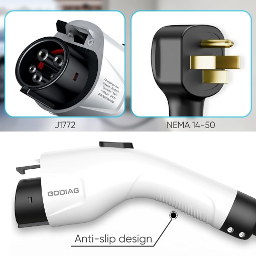Cargador de Coche Electrico Nivel 2, 32Amp 240V con Enchufe NEMA 14-50 y Cable de 21 pies, Cargador Electrico Portatil Ajustable de 10/16/24/32A para Vehiculos Electricos J1772 y PHEV - Imagen 4