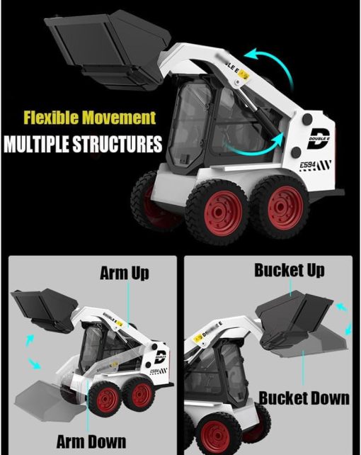 FANXMF RC Skid Steer Loader 1/14 11 Canal Control Remoto Bulldozer Oruga con Luces Sonido 2.4G Funcion Completa Cargadora Frontal Tractor Excavadora Juguetes Vehiculo Construccion Camion Ingenieria - Imagen 4