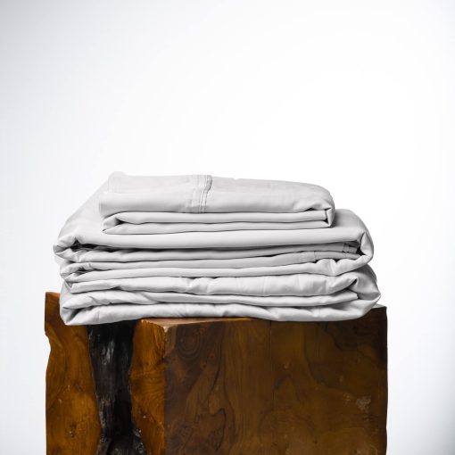 Juego de sabanas de lujo Olive + Crate Luxury Series 100% Tencel Eucalyptus en tamano completo - Juego de sabanas super suaves y frescas de 4 piezas | Bolsillo profundo de hasta 16'' Sabana plana, sabana ajustable y 2 fundas de almohada color Gris Niebla