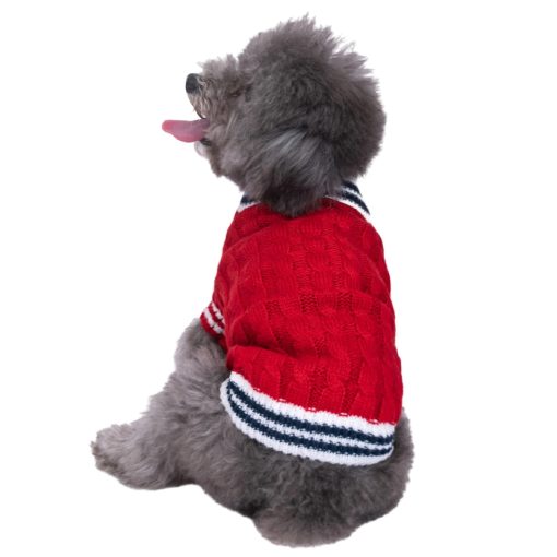 Sueter para Perros de Navidad Pequenos y Medianos Tejido Clasico para Perros Sueter Pullover (Rojo, Grande) - Imagen 3