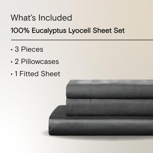 Juego de Sabanas SIJO AiryWeight Tencel, 100% Lyocell Derivado del Eucalipto, Suave como la mantequilla, Ganador 2022 de las Mejores Sabanas Refrescantes por Architectural Digest - 3 piezas - 2 Fundas de Almohada 1 Ajustable (Color: Storm, Tamaño Queen) - Imagen 2