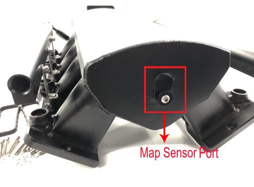 Colector de admision de perfil bajo LS1 LS2 LS6 de 102mm con puerto de sensor MAP y riel de combustible (Negro) - Imagen 3