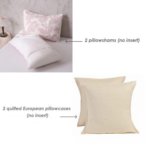 Set de edredon de jacquard recortado de algodon Meadow Park, 5 piezas, tamano Queen, juego de ropa de cama para el hogar de estilo Shabby Chic, rosa - Imagen 3