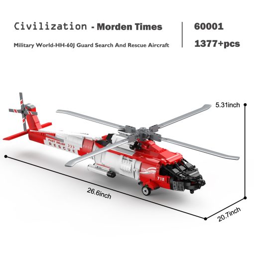Set de Construccion de Helicoptero JMBricklayer HH-60J, Juguete de Helicoptero Militar de Rescate, Modelo de Avion Coleccionable Kit de Construccion de Aeronaves Ideal, Regalos para Adultos y Niños 60001 - Imagen 3