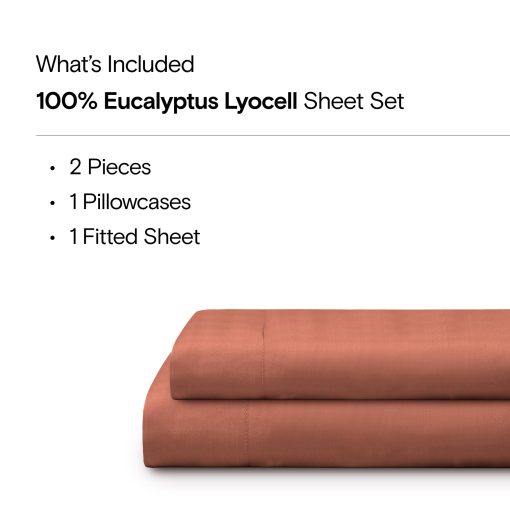 Juego de sabanas SIJO AiryWeight Tencel, 100% Lyocell Derivado de Eucalipto, Super Suaves, Ganador de Mejores Sabanas Refrigerantes 2022 por Architectural Digest - 2 Piezas - 1 Funda de Almohada 1 Sabana Ajustable (Arcilla, Twin XL) - Imagen 2