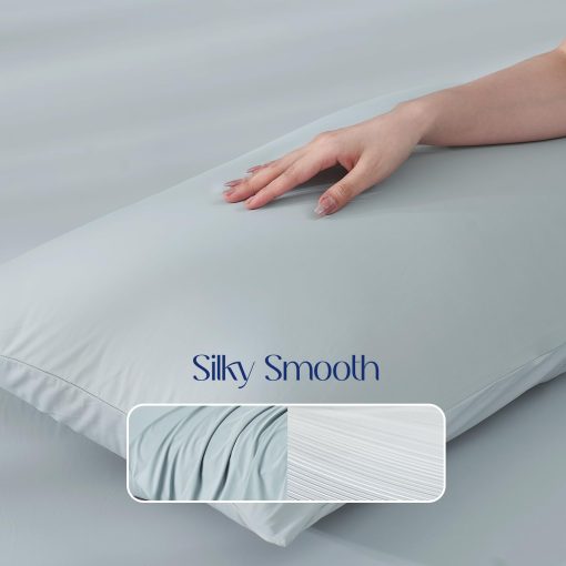 Juego de Sabanas Ajustables Dream Valley? King Size con 2 Fundas de Almohada, Q-Max > 0.4 Aerocool? 3 Piezas sin Sabana Plana, Ideal para el Calor Nocturno, Personas que Sudan en la Noche, Gris Fresco - Imagen 6