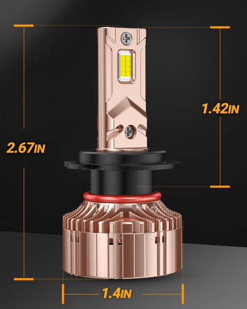 Bombillas SEALIGHT H7, X6S 2024 ultimo Modelo 28000LM Super Brillante H7 Bombilla de H7 Altas/Bajas Haz con Ventilador Actualizado, Bombillas H7 Plug and Play, IP68, 6000K Blanco, Paquete de 2 - Imagen 9
