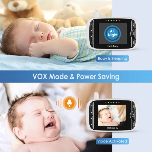 Monitor de Bebe HelloBaby con Camara y Audio, Pantalla LCD IPS, Monitor de Video de Bebe sin WiFi, Vision Nocturna Infrarroja, Pantalla de Temperatura, Canciones de Cuna, Audio Bidireccional y Modo VOX (HB66pro) - Imagen 5
