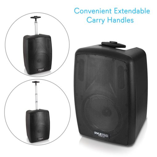 Sistema de Altavoz de PA Portatil Inalambrico Pyle - 360W Bluetooth Compatible Bateria Recargable Altavoz de Sonido para DJ al Aire Libre con Microfono Set con MP3 USB SD Radio FM RCA 1/4" Microfono en Ruedas PPHP8MBA.5 - Imagen 4