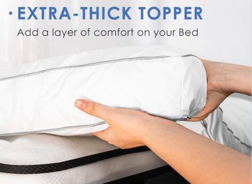 Topper de Colchon Marine Moon King, Colchon Suave de Lujo, Grueso Extra de Alta Calidad de Hotel Relleno de Alternativa de Plumas, Los Toperes de Colchon Mas Esponjosos y Suaves para el Dolor de Espalda - Imagen 3