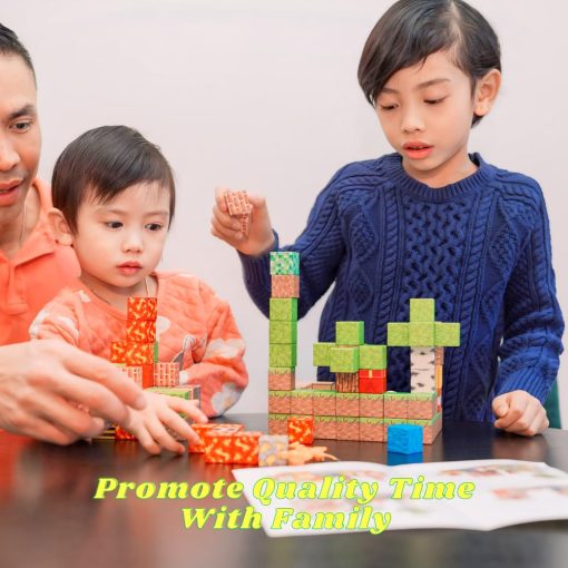 Early Edu Central 137PCS Juego de Bloques de Construccion Magneticos - Juguete Magnetico STEM Set Sensorial con Figuras de Animales y Folleto - Cubo Magnetico de 1" para Niños y Niñas, Juego de Bloques Magneticos Basado en Juegos para Niños de 3-9 - Imagen 8