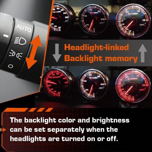 Medidor de Temperatura de Aceite Shadow PRO3 120?F-300?F 2 pulgadas 52mm Cara Transparente para Coche de 12V con Retroiluminacion Ajustable, Registro de Datos Maximos, Luz de Advertencia, Sensor de Temperatura Incluido - Imagen 4