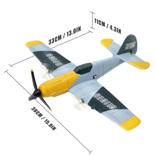 Avion RC de 3 canales HAWK'S WORK BF-109, Avion de control remoto listo para volar, 2.4GHz 6 ejes Gyro Estabilizador, Facil de volar para ninos y principiantes - Imagen 6