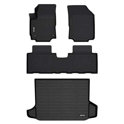 AIPOIL Tapetes para piso y forro de maletero para 2018-2024 Chevy Equinox & GMC Terrain Proteccion para todas las estaciones TPE Antideslizante Juego completo a medida Accesorios para Chevrolet Equinox - Negro