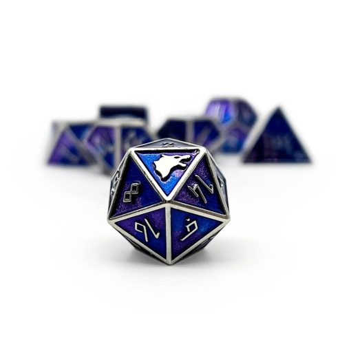 Norse Foundry Hati Serie Nordica: Conjunto de 7 Dados de Metal para RPG, DND, Pathfinder - Artesania Premium, Diseno Elegante y Diversion Familiar, para Jugadores