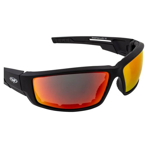 Global Vision 4 Pares de Gafas de Sol de Moto Acolchadas Global Vision Sly Negro con Lentes Transparentes, Gris, Amarillas y Espejo Rojo - Imagen 8
