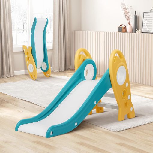 Resbaladilla Plegable para Niños, Facil de Armar y Guardar, Tobogan Mejorado para Interiores/Exteriores para Edades 1+ (Verde)