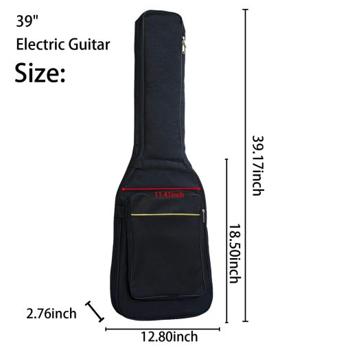 Funda de guitarra electrica moosiker con acolchado suave de 0.3 pulgadas y correas ajustables dobles para guitarra electrica B (39 pulgadas - 6MM de grosor - Negra) - Imagen 2