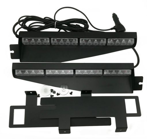 TASWK 32LED 32W Luz de barra de luces LED Luz de visera de luz de emergencia Luz de advertencia de peligro estroboscopica de montaje dividido en el parabrisas del tablero de la cubierta (ambar) - Imagen 5