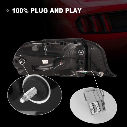 Nixon Offroad Juegos de luces LED traseras para Ford Mustang 2015-2023, Estilo europeo par de luces traseras LED para Mustang con senales de giro secuenciales, luces de freno/DRL LED, lados del conductor y del pasajero (Lente transparente) - Imagen 5