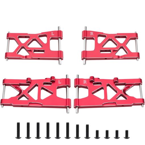 Brazos de suspension delanteros y traseros de aluminio GLOBACT para 1/8 ARRMA MOJAVE 4X4 4S BLX Piezas de actualizacion Reemplazar Arrma ARA330789 ARA330790 (Rojo)