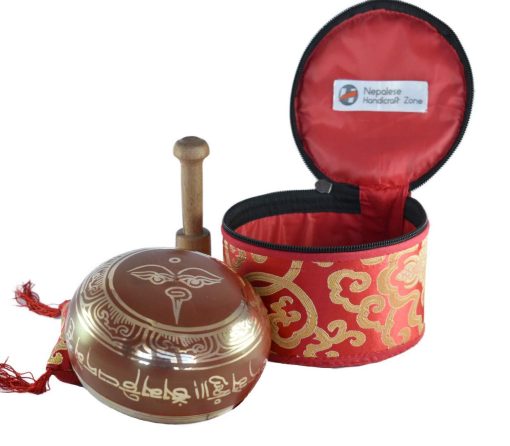 Conjunto de Cuenco Cantante con palo y cojin gratis por Nepalese Handicraft Zone (Rojo) - Imagen 5
