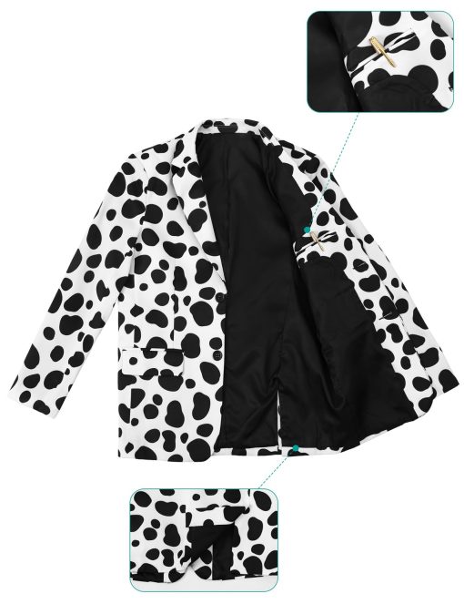 Traje de Lunares para Ninos A&J DESIGN Halloween Disfraz de Chaqueta Blazer Estampada de Animal Dalmata para Ninos Conjunto de Chaqueta, Pantalon y Corbata de perro manchado de Dalmatas 14 Anos - Imagen 4