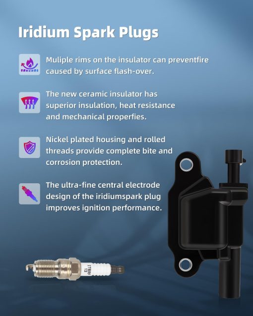 ECCPP D510C 8 bobinas de encendido con 8 bujias de iridio para Chevrolet for GMC CadillacCamaro Corvette Express Impala CTS Rainier Avalanche Silverado Suburban Savana UF413 12611424 12570616 - Imagen 5