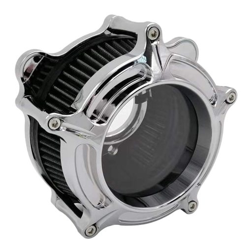 Filtro de aire cromado transparente de kit limpiador con turbina de moto para admision CNC para Harley Touring Street Glide 2008 - 2016 Softail 2016 - 2017 - Adaptacion - C (Gris)