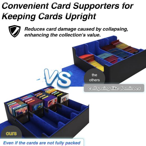 Caja de Almacenamiento de Cartas Venssu Para Trading Cards Con Soportes de Cartas Dedicados, Caja de Mazo Mtg de 3000+ Con 24 Pestanas Coloridas, Almacenamiento de Cartas de Trading para Cartas de Juego Magico (Negro y Azul) - Imagen 4