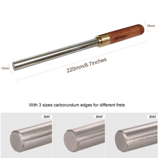 Limado de coronacion de trastes de guitarra barroca Limas de coronacion estrechas / medianas / anchas 3 bordes Tamano Mejorado 3era Generacion Herramientas de reparacion de guitarras y lutier para guitarras, ukulele, bajo, banjo, mandolina, etc EFF-10 - Imagen 3