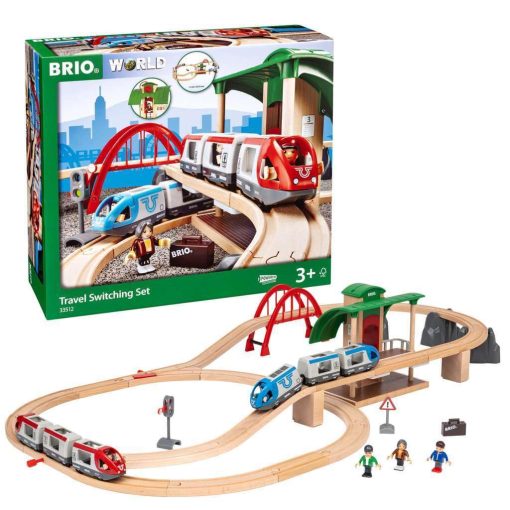 BRIO World - 33512 Travel Switching Set | Juego de tren de madera premium con 42 piezas y accesorios | Ideal para niños de 3 años en adelante | Compatible con todos los juguetes ferroviarios BRIO - Imagen 2